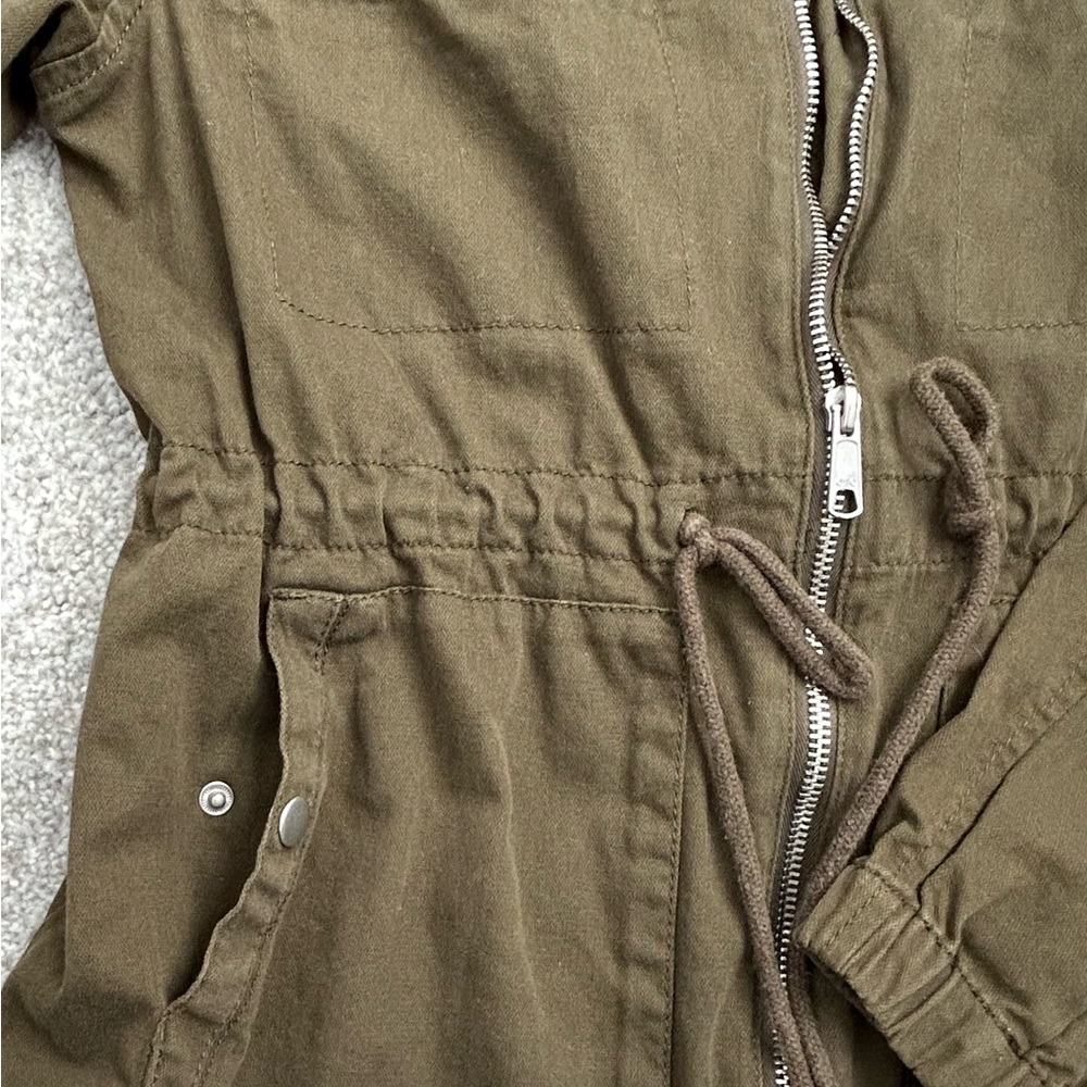 OLD NAVY Women’s Field Utility Jacket Olive Green Mock Collar Drawstring Waist M - Picture 6 of 11